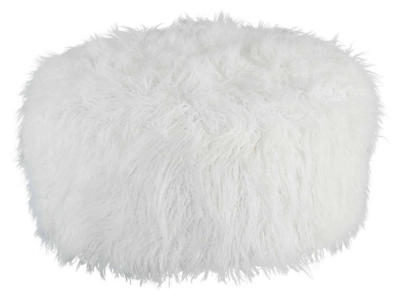 Galice White Oversized Accent Ottoman angled side view