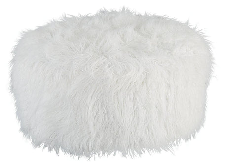 Galice White Oversized Accent Ottoman angled side view