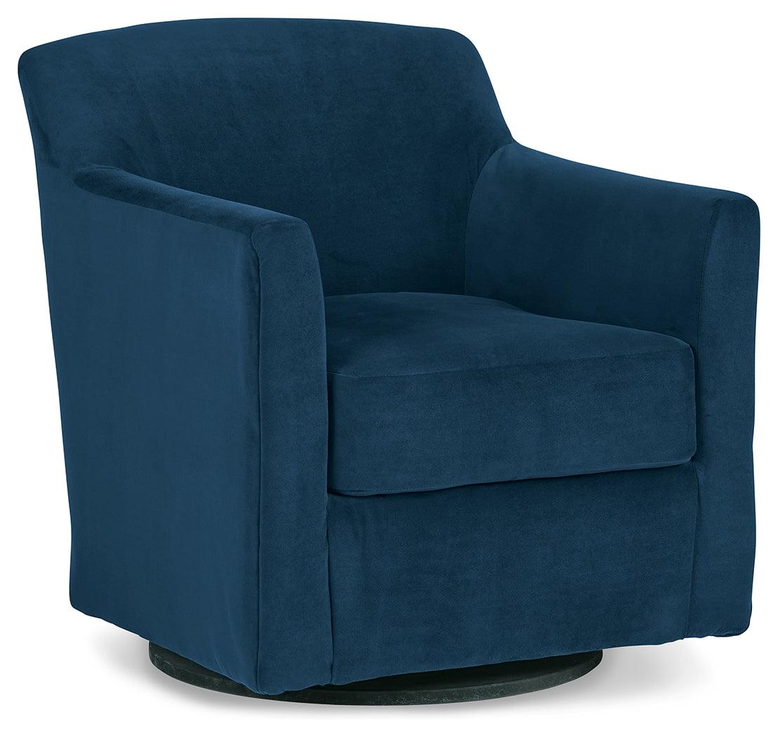 Bradney Ink Velvet Swivel Accent Chair head-on view