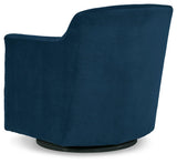 Bradney Ink Velvet Swivel Accent Chair metal base detail