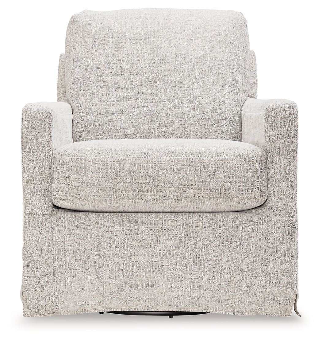 Nenana Next-Gen Nuvella Stone Swivel Glider Accent Chair side view