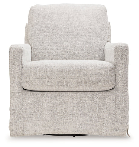 Nenana Next-Gen Nuvella Stone Swivel Glider Accent Chair side view