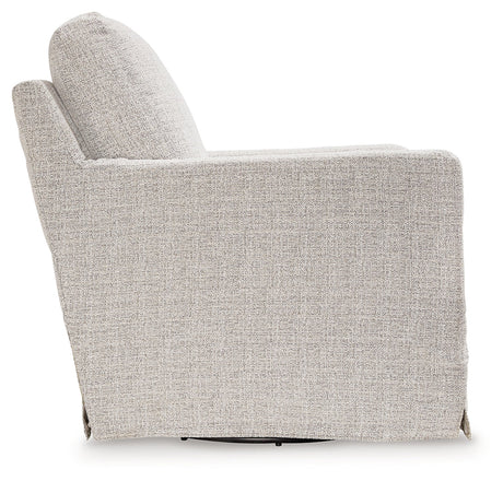 Nenana Next-Gen Nuvella Stone Swivel Glider Accent Chair back view