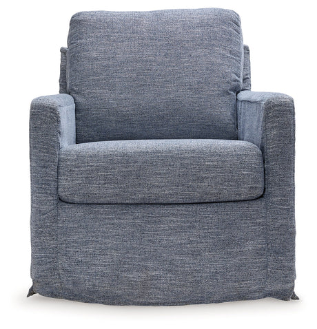 Nenana Denim Swivel Glider Accent Chair side profile