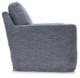 Nenana Denim Swivel Glider Accent Chair back view