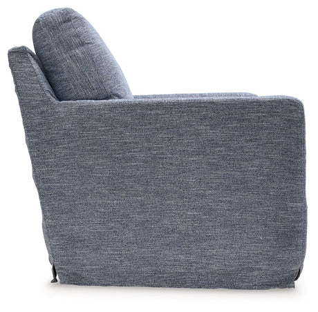 Nenana Denim Swivel Glider Accent Chair back view