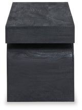 Close-up of Holgrove bench matte black sandblasted finish