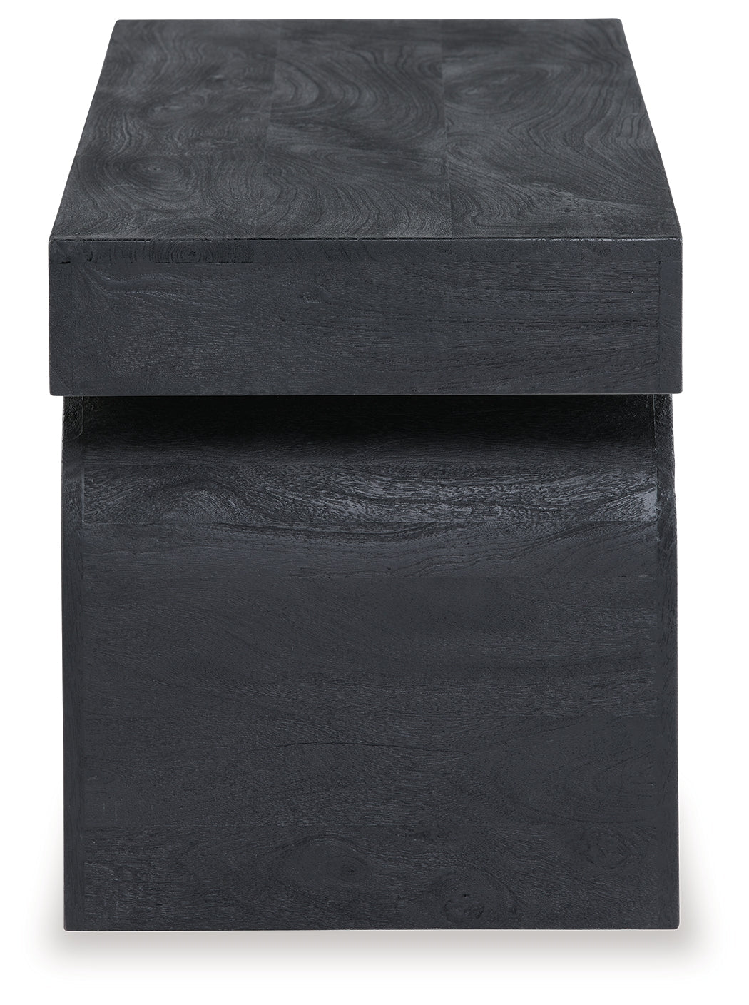 Close-up of Holgrove bench matte black sandblasted finish
