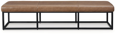 Joston Bench head-on view showing leather upholstery