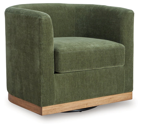 Jersonlow Forest Green Swivel Chair side angle