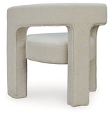 Landick Ivory Accent Chair close-up on cutout barrel back
