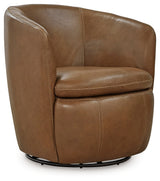 Kierreys Caramel Leather Swivel Chair head-on view
