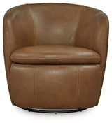 Kierreys Caramel Leather Swivel Chair side profile