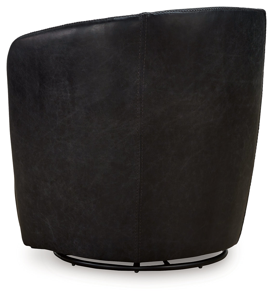 Kierreys Midnight Leather Swivel Accent Chair back view