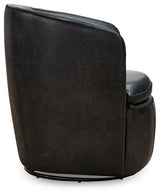 Kierreys Midnight Leather Swivel Accent Chair side view