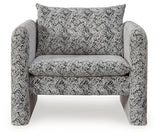 Side view of Kenbell Black and White Chevron Accent Chair