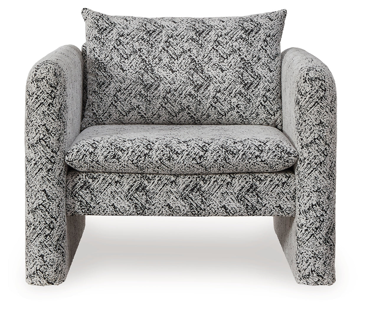 Side view of Kenbell Black and White Chevron Accent Chair