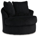 Gramwell Onyx Swivel Chair angled side view highlighting metal swivel base