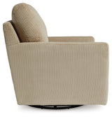 Side profile showing swivel base