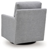 Back view of Freybourne Pewter swivel accent chair