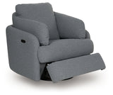 Alainmont swivel power recliner storage compartment open with pillows removed