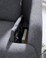 Close-up detail of storage compartment on Alainmont recliner