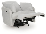 Back view of Alainmont swivel power recliner showing fabric