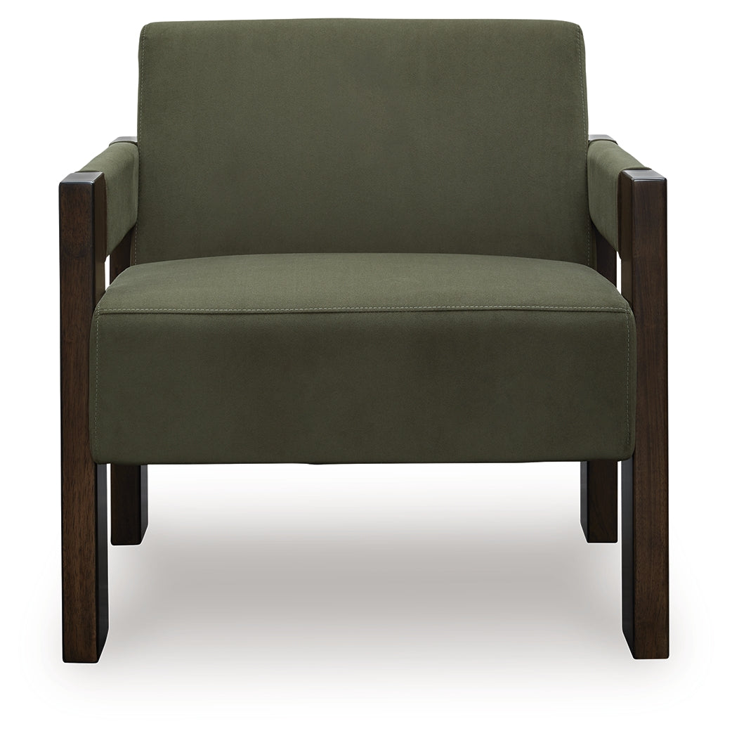 Adlanlock Olive Velvet Accent Chair side view