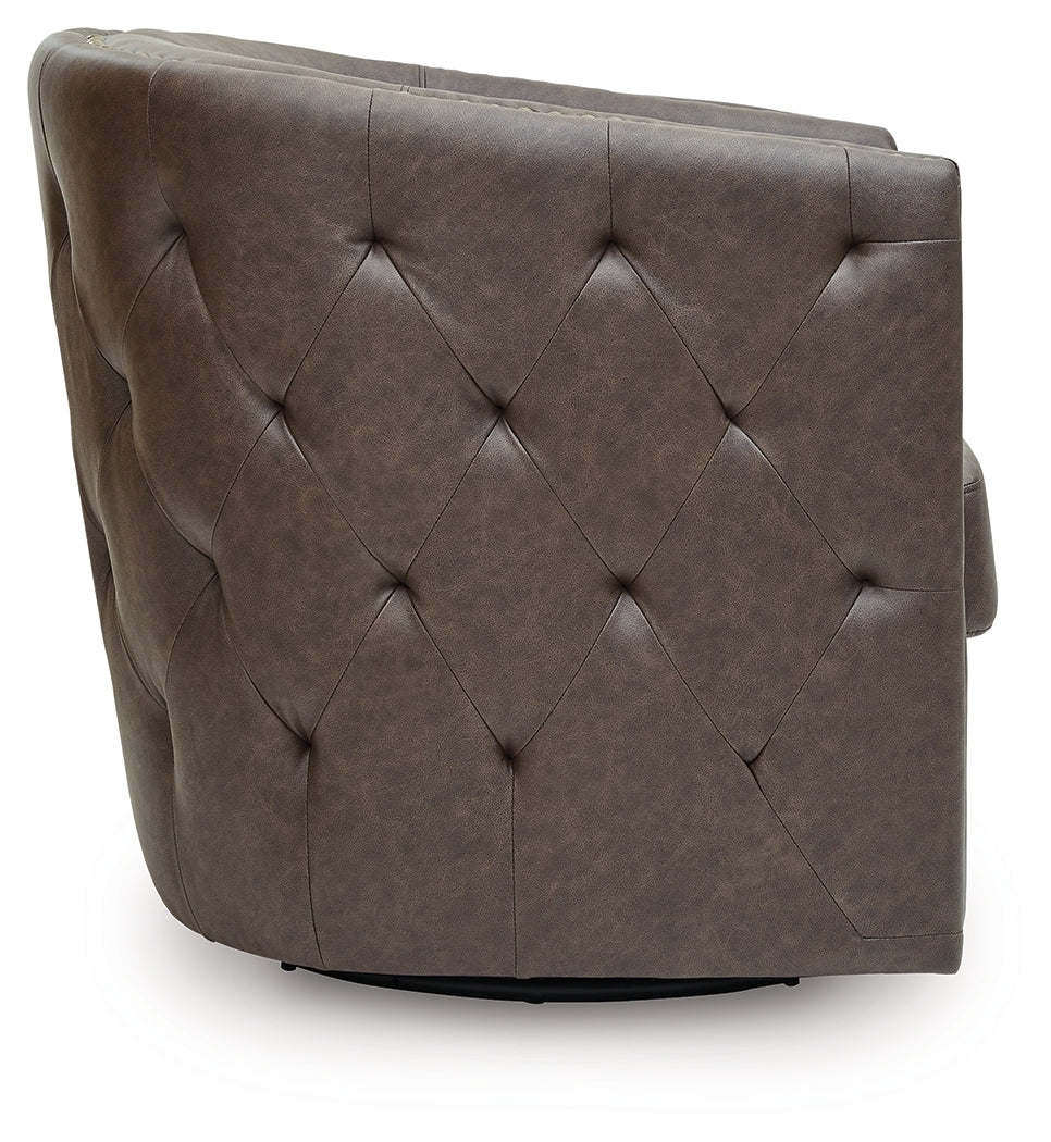 Side profile of Brentlow Granite Swivel Accent Chair