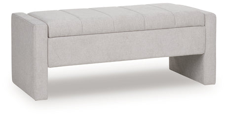 Akselman Gray Storage Bench side view with seat closed