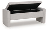 Akselman Gray Storage Bench open storage compartment view