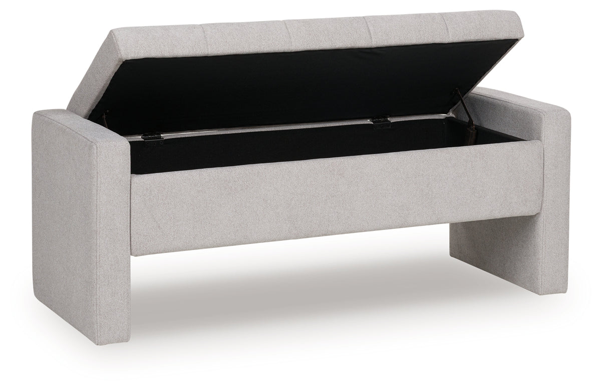 Akselman Gray Storage Bench open storage compartment view