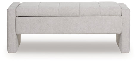 Akselman Gray Storage Bench head-on view