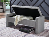 Open storage compartment of Akselman Gray Storage Bench