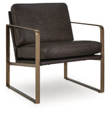 Side view of Bradett Accent Chair highlighting attached cushions and frame