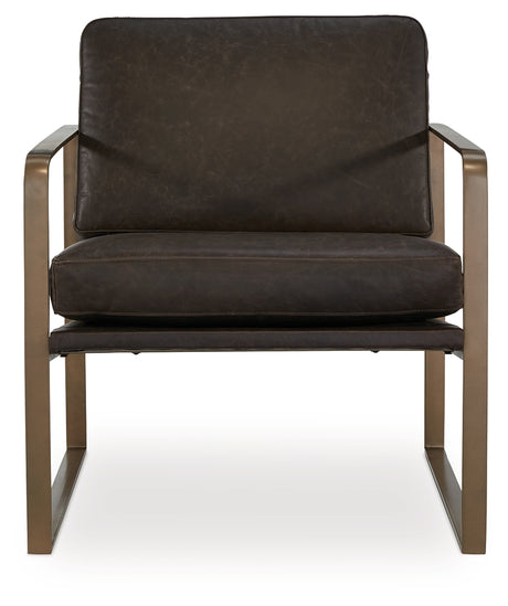 Front close-up of chair showing leather upholstery quality