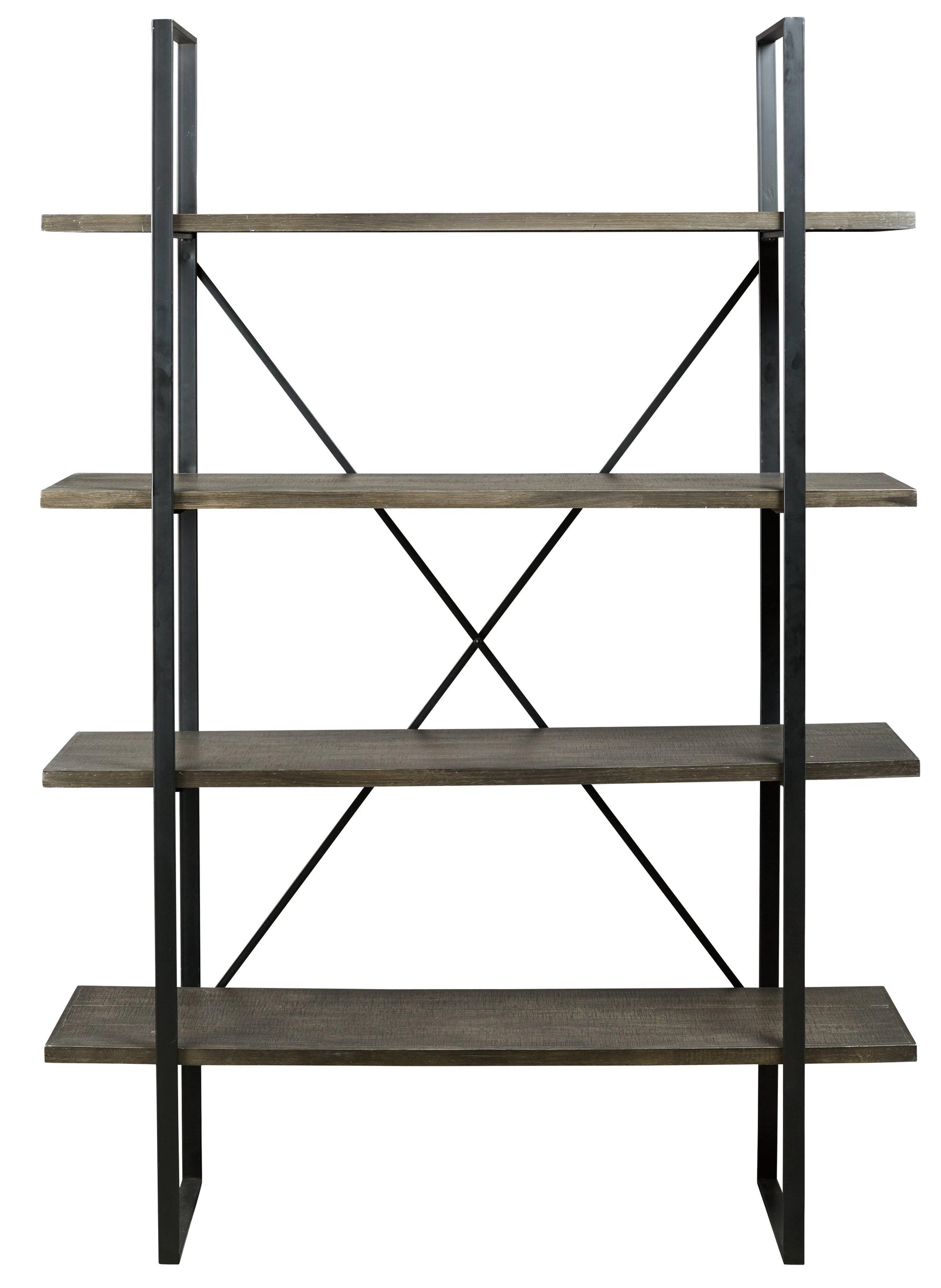 Front head-on view of Gilesgrove black and gray bookcase