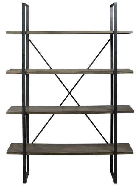 Front head-on view of Gilesgrove black and gray bookcase