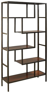 Frankwell Bookcase head-on view showing angled shelves