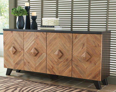 Robin Ridge two-tone brown accent cabinet front view