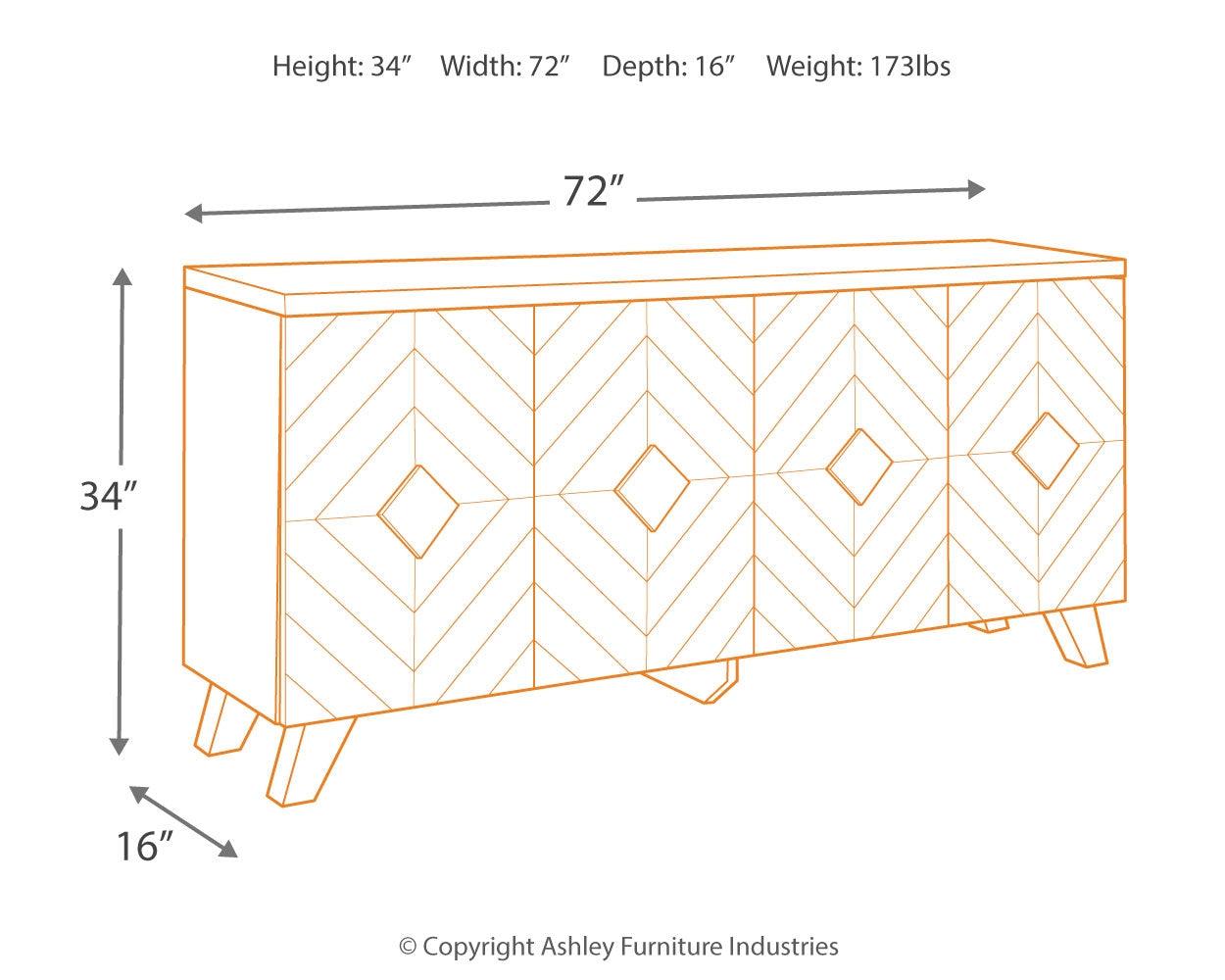 Robin Ridge accent cabinet dimension diagram