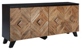 Robin Ridge accent cabinet side angle showing doors