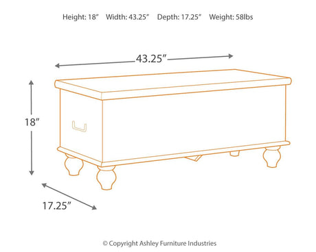 Dimension illustration of Fossil Ridge Storage Bench