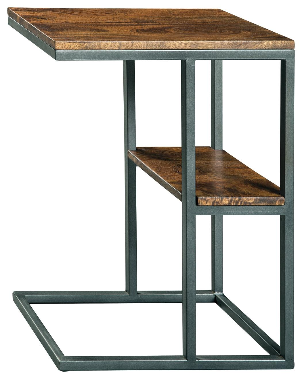 Forestmin Accent Table showing full metal frame and wood top