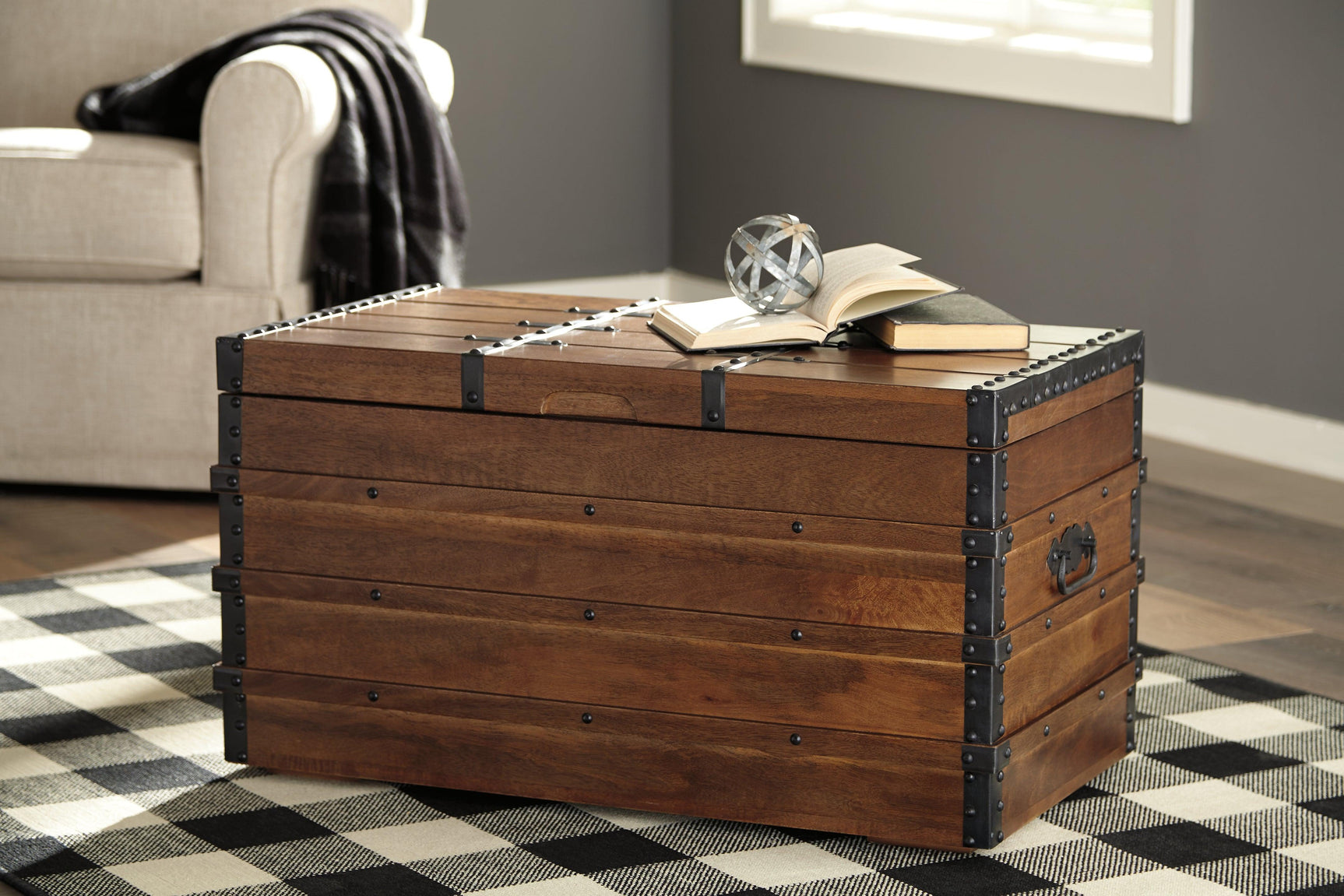 Kettleby Brown Storage Trunk closed top view