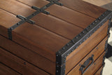 Kettleby Brown Storage Trunk detailed hardware close-up