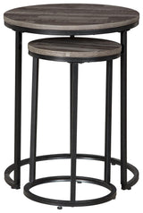 Briarsboro black and gray accent table set head on view