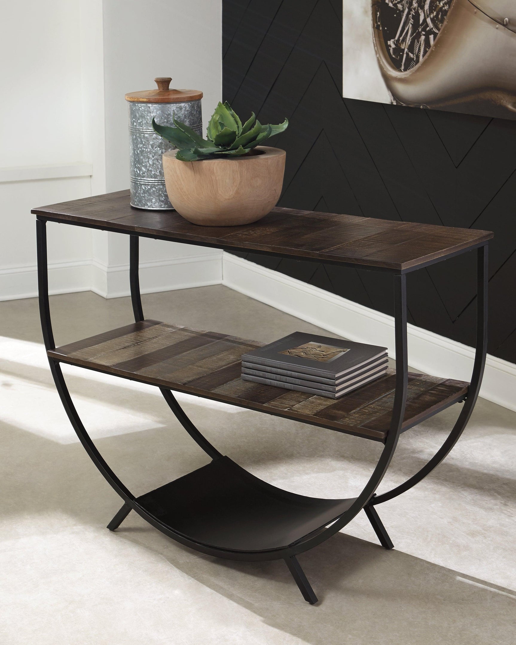 Lamoney Gray/white/brown Sofa/console Table - Ella Furniture