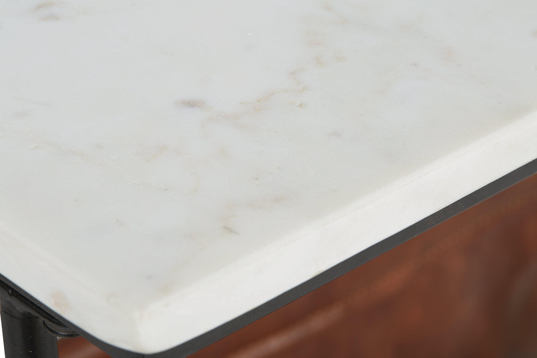Etanbury Accent Table top detail showing white marble surface