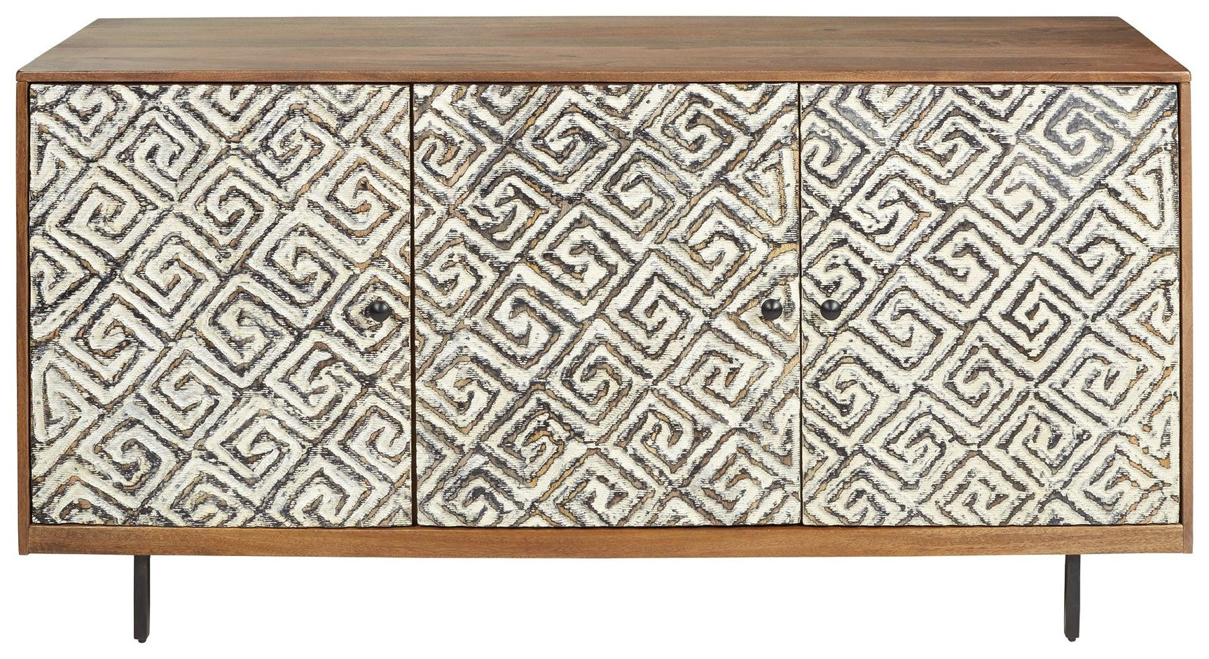 Kerrings Accent Cabinet door detail with geometric carving